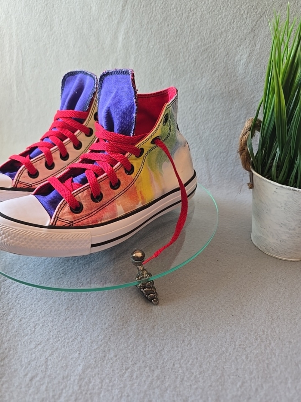 Converse Unisex W 7.5 M 5.5 High-Top Sneakers Multicolor Unique Pattern DIY